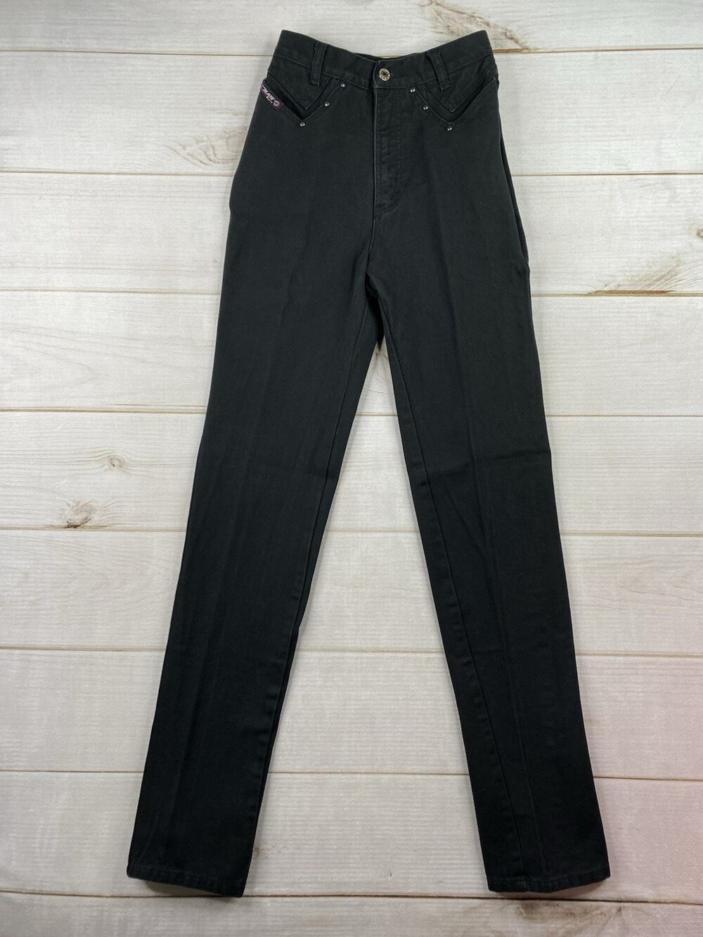 Vtg Blaze Jeans Womens 3/25 Black Studded Bareback Hi-Rise Rodeo Horse Riding